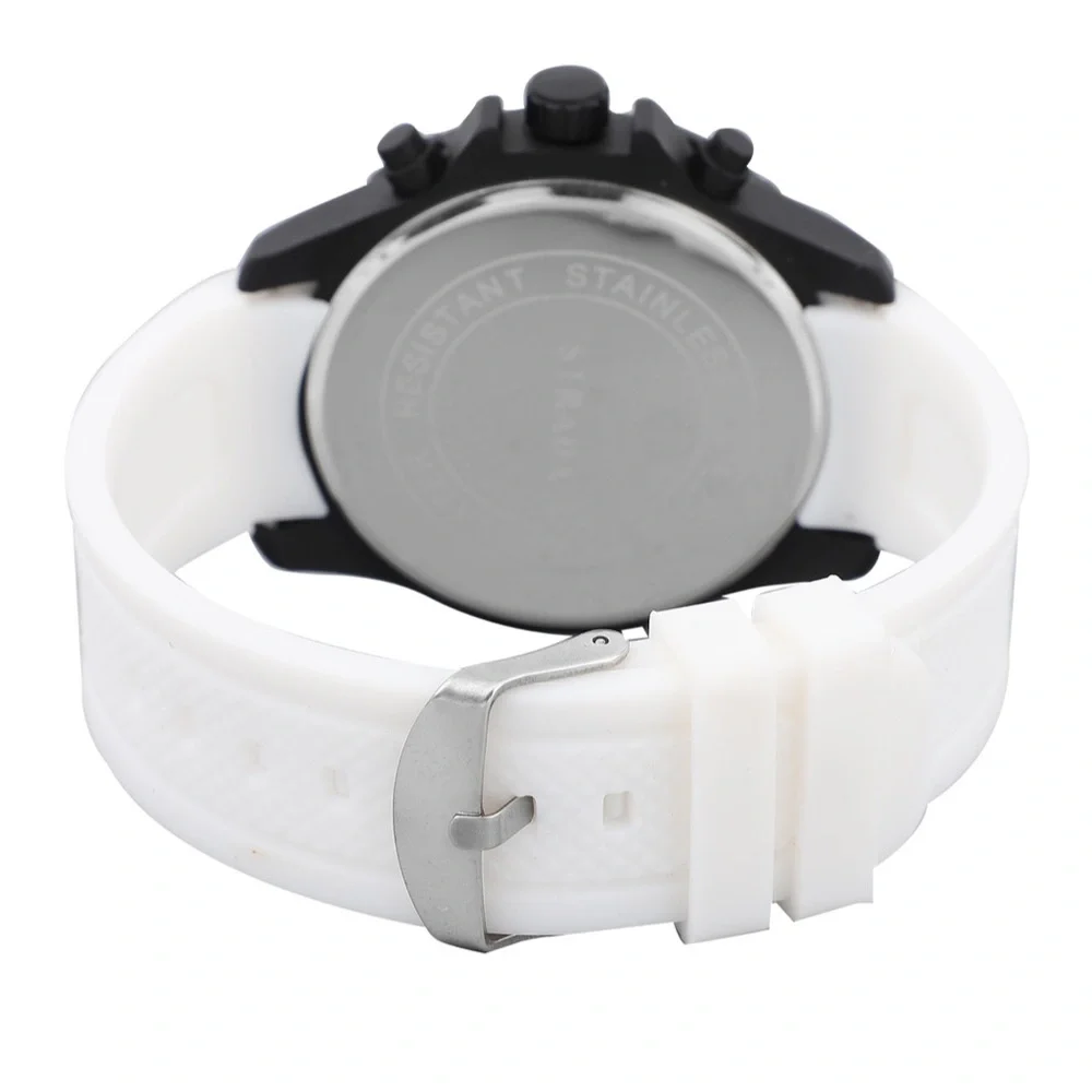Watch with White Silicone Strap